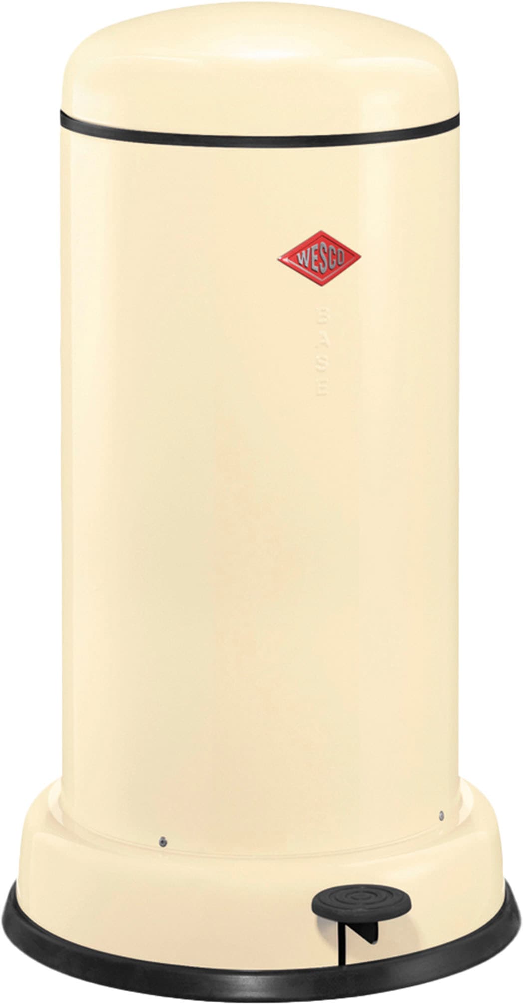 Mülleimer WESCO "Baseboy", braun (mandel), B:36,2cm H:63,5cm T:36,2cm, Stahlblech, Mülleimer, Mülleimer, Abfallsammler mit Dämpfer + Dämpferhalterung 20 Liter