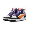 Sneaker PUMA "REBOUND V6 MID JR", Kinder, Gr. 36, puma weiß, orange glo, puma schwarz, kariert, sportlich, Schuhe