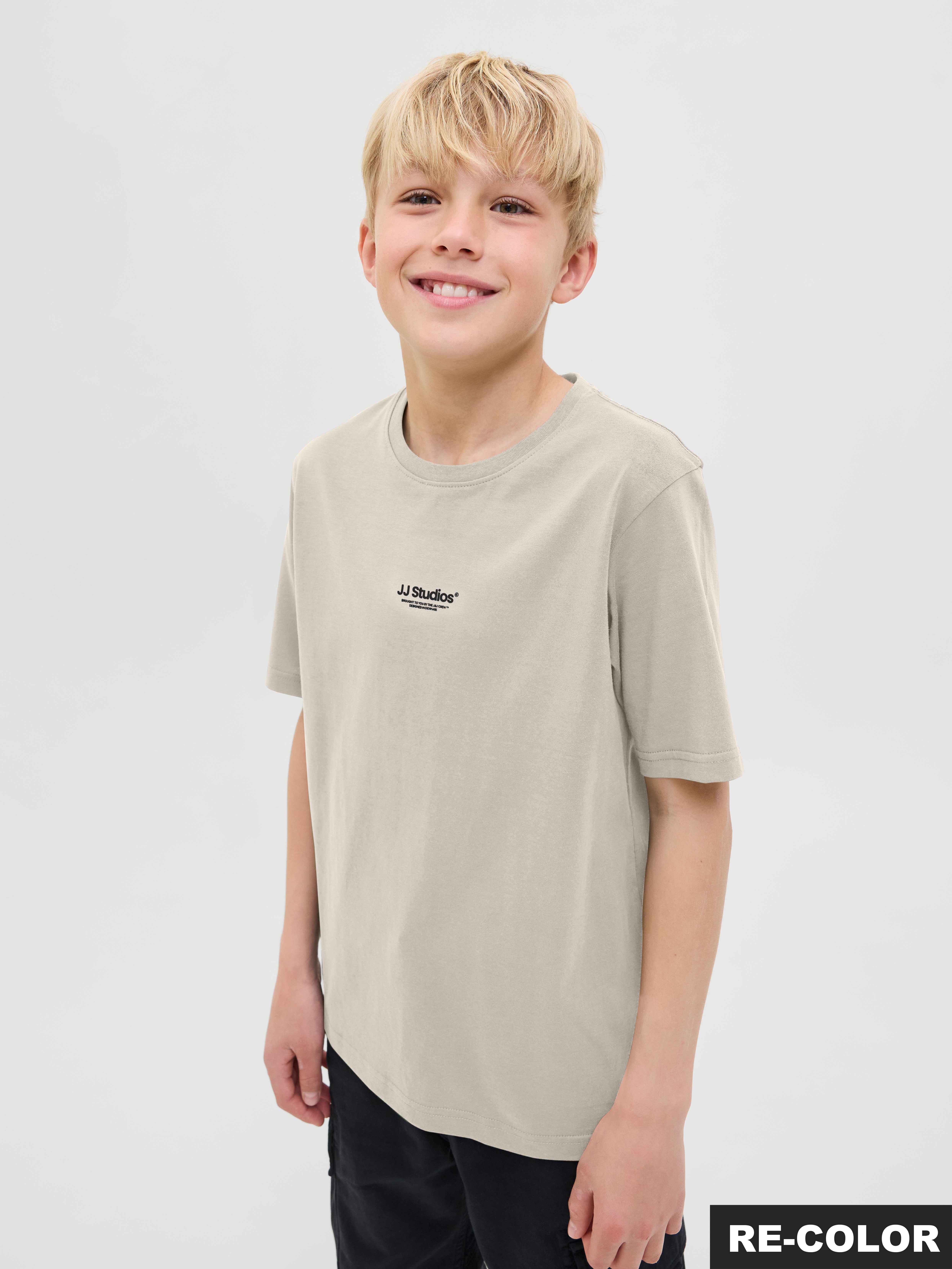 T-Shirt JACK & JONES JUNIOR "JJESOHO TEE SS CREW NECK NOOS JNR", Jungen, Gr. 128, gelb (moonbeam), Single Jersey, Obermaterial: 100% Baumwolle, bedruckt, regular fit normal, Rundhals, Shirts T-Shirt