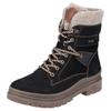 Winterboots REMONTE "FIBER-GRIP", Damen, Gr. 44, schwarz (schwarz, beige), Leder, Lederimitat, Filz, casual, Schuhe, Schnürstiefelette, Profilsohle, mit Schurwollfutter und TEX