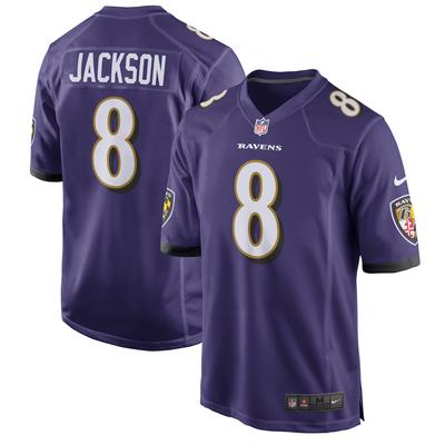 Footballtrikot NIKE "Nike Trikot Baltimore Ravens Nike Home Jackson 8", Herren, Gr. L, lila, 100% Polyester, Trikots Image