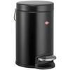 Kosmetikeimer WESCO "Kosmetik 113", schwarz (mattschwarz), B:17cm H:26,5cm T:23,5cm, Stahlblech, Mülleimer, Tretabfallsammler mit Dämpfer, 3 Liter