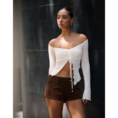 Bershka Rustic Gathered Sweater Women Xs Cream