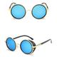 New 2025 Vintage Round Metal Sun Glasses Steampunk Sunglassess Style For Women Men UV400 Retro Sunglassess(Gold Blue)