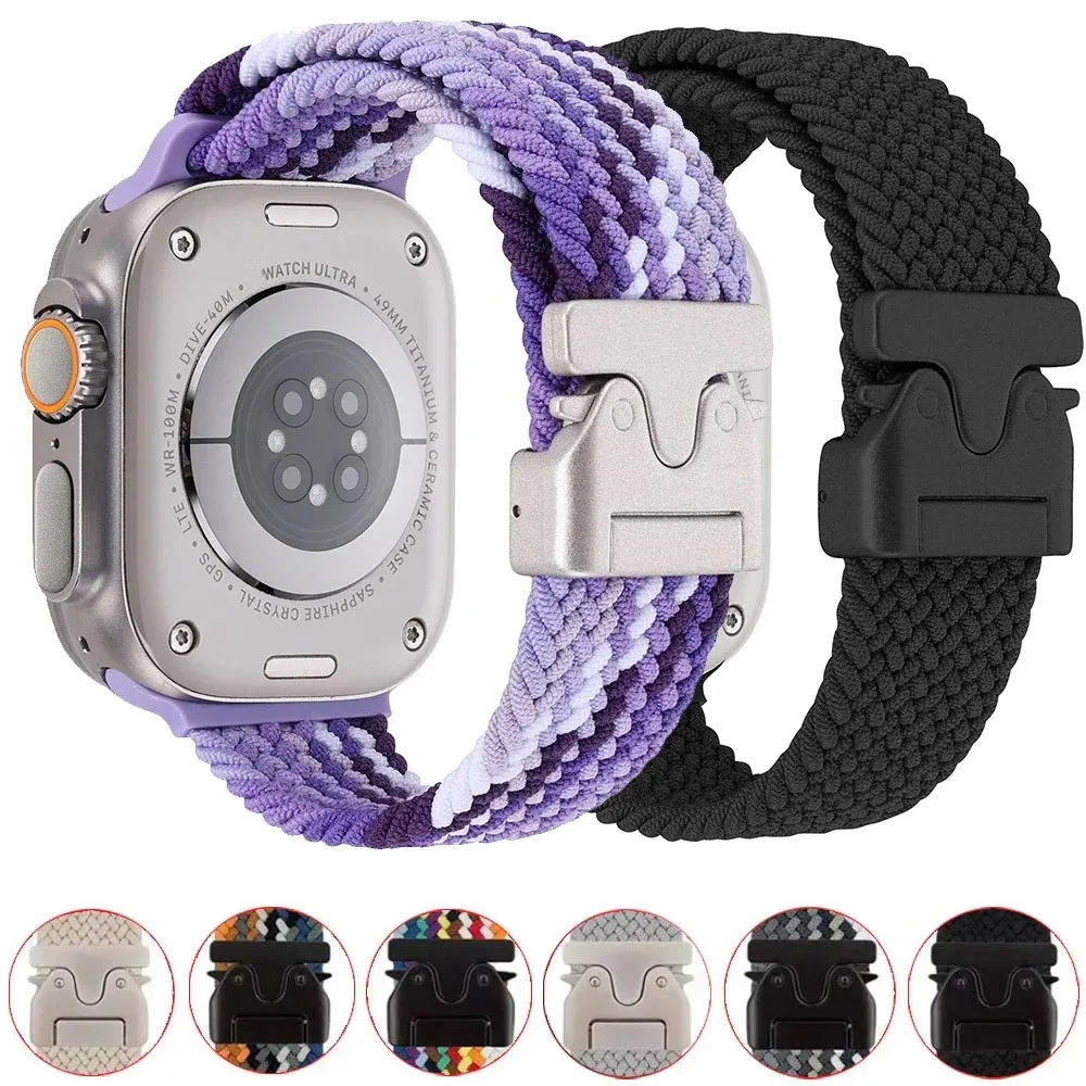 Geflochtenes Fallschirm-Nylonarmband für Apple Watch Ultra 2/1 49 mm 46 mm 44 mm 45 mm 42 mm 41 mm 40 mm für Iwatch Serie 10 9 8 7 6 5 4 SE Image