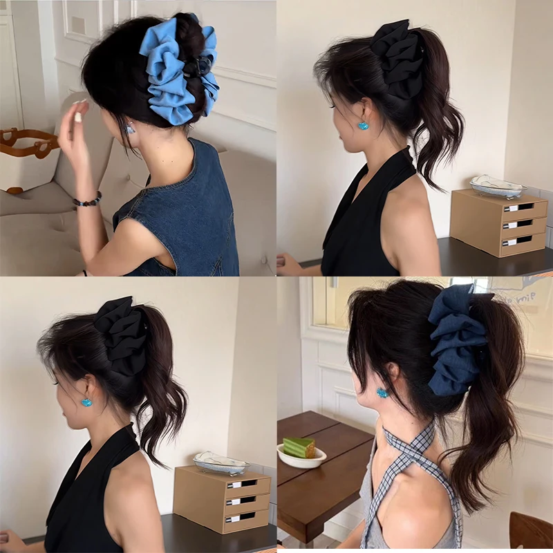 Blue Shark Clip Denim Schwere Tuch Haarnadel Weibliche Elegante Temperament Mode Weibliche Haarnadel Haar Zubehör Image