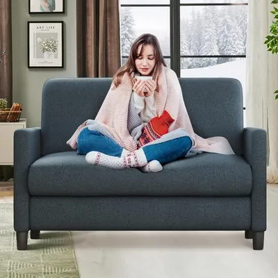 Loveseat Sofa, 51", Comfy Teddy Small Loveseat for Small Spaces, Tool-Free Setup Sofa Couch for Bedroom