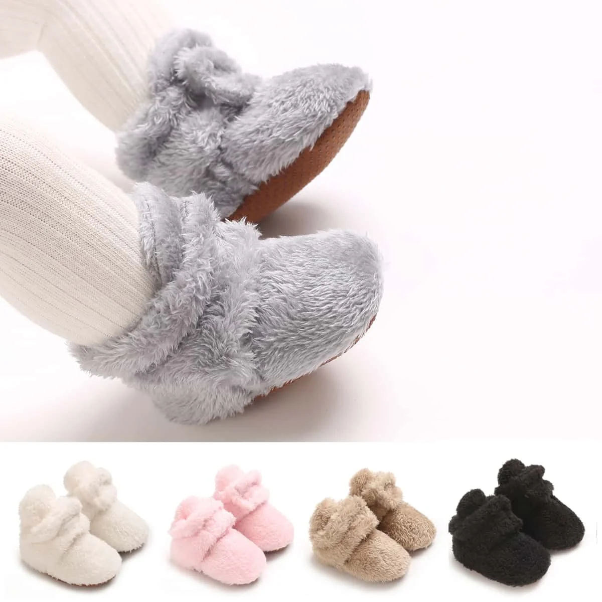 ​ „Baby Plüsch-Baumwollschuhe 0–18 Monate – ultraweiche Vorläufer | Warme Bodensocken für Jungen und Mädchen | Gemütliche erste Schuhe" ​ ​ Image