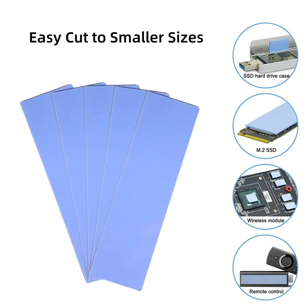 Weiche Silikon-Thermopads für M.2 2280 SSD NVMe-Kühlkörper, CPU, GPU und LED-Kühlung, 70 x 20 mm, mehrere Kombinationen, einfach anzubringen Image