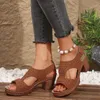 2025 neue hohle römische Sandalen für Damen, Sommer, offener Zehenbereich, dicker Absatz, große High-Heel-Sandalen, große Größe 36–43, Schuhe für Damen