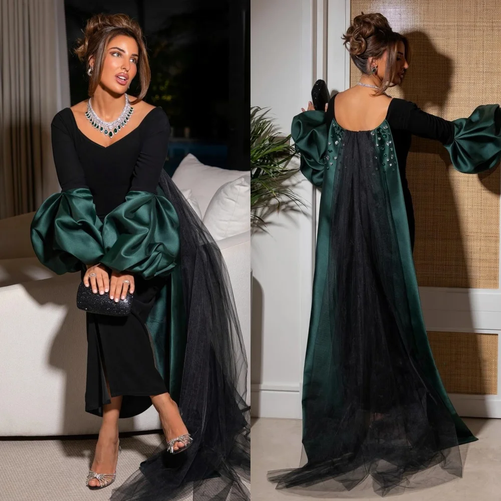Customized Intricate Modern Style Jersey Pleat Ruched Rhinestone Draped Straight V-neck Midi Dresses Bespoke Occasion Dresses