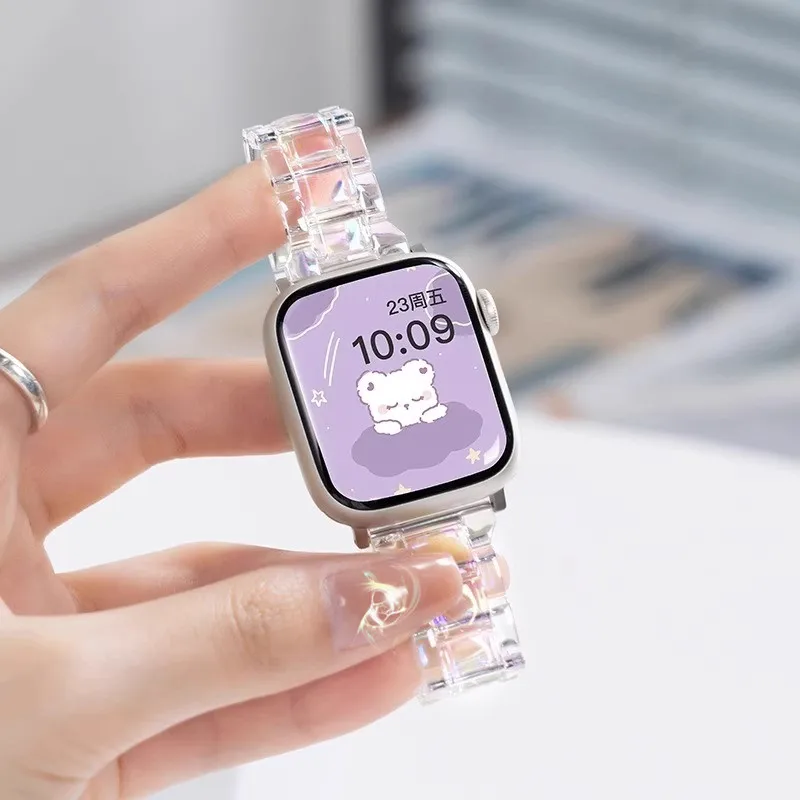 Klare Laser Slim Strap für Apple Watch Band Ultra 49 mm 46 42 44 40 38 41 45 mm Mode Damen Armband iWatch S10 9 8 SE 7 6 5 4 Image