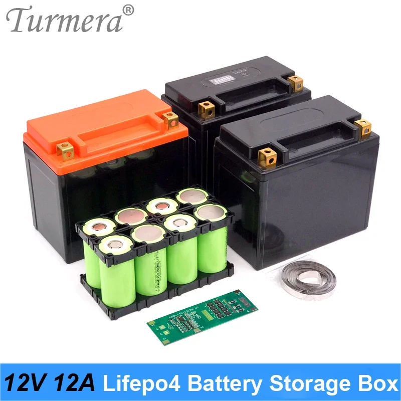 Turmera 12V 12Ah bis 14Ah Motorrad-Batterie-Aufbewahrungsbox 2X4 Halter Nickel 4S 40A 12,8V Balance BMS für 32700 Lifepo4-Batteriegebrauch Image
