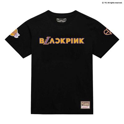 Schwarzes Los Angeles Lakers-T-Shirt von Mitchell & Ness x BLACKPINK für Herren – Limitierte Auflage Image