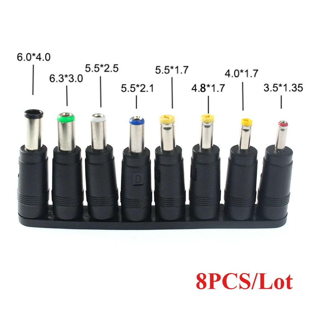 8 stücke AC-DC 5,5X2,1mm Weibliche Jack Stecker Power Adapter Stecker ZU 6,3 6,0 5,5 4,8 4,0 3,5mm 2,5 2,1 1,7 1,35mm Stecker Adapter Stecker Image