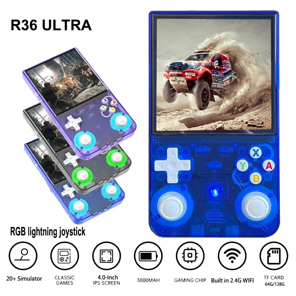 Nouvelle console de jeu R36 ULTRA, écran IPS 4.0, console de jeu portable rétro, 64 Go, plus de 10 000 jeux vidéo