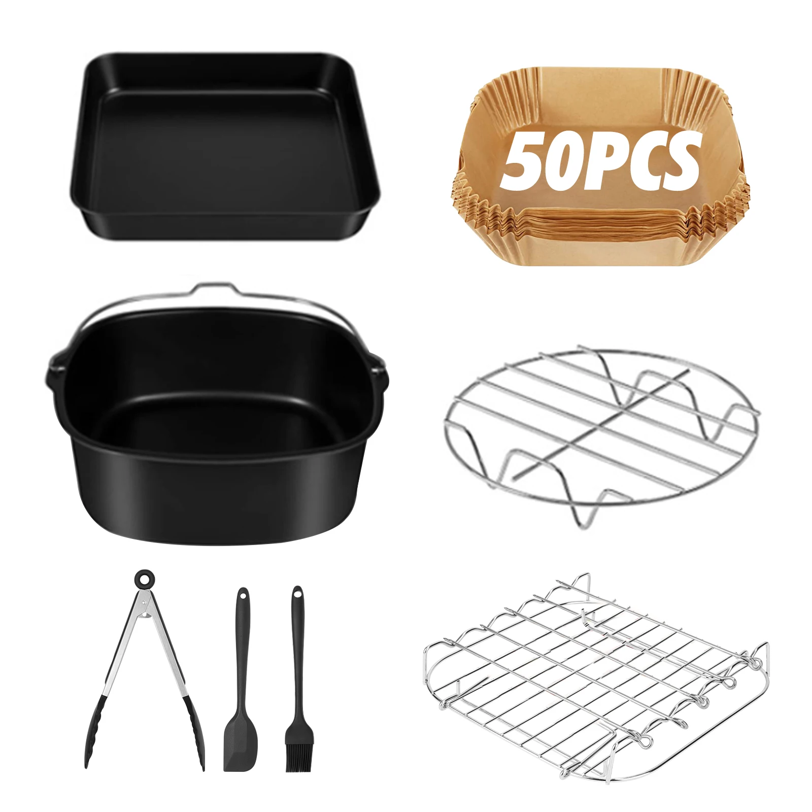 Desktop Elektrische Luft Friteuse Zubehör BBQ BBQ Pizza Pan Backformen Kuchen Werkzeuge für 5,5 L Pan Serie Tablett Grill Pad DIY pfanne Image