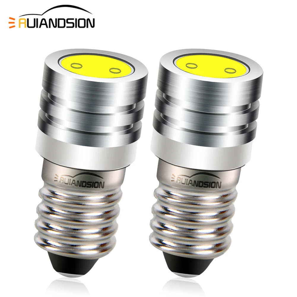 2PCS COB 2W E10 lampadina a led E10 DC 3V 6V 12V Lampadina per strumenti E10 Lampadina indicatore Lampadina per torcia vecchio stile