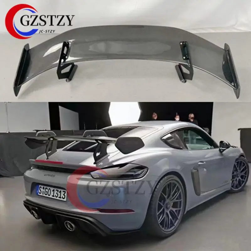 Ali di coda dello spoiler posteriore in fibra di carbonio per Porsche Cayman 718 987 997 981 Boxster GT4 2010-2021 Decorazione esterna per auto Stile GT4
