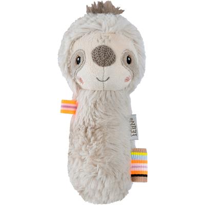 Greifspielzeug FEHN "Lazy, Crazy & Pink, Stabgreifling Faultier", grau (grau, beige), Greifspielzeug, KinderB:4,9cm H:4,8cm L:16cm, Plüsch, Softvelour, Nicki, B:4,9cm H:4,8cm L:16cm