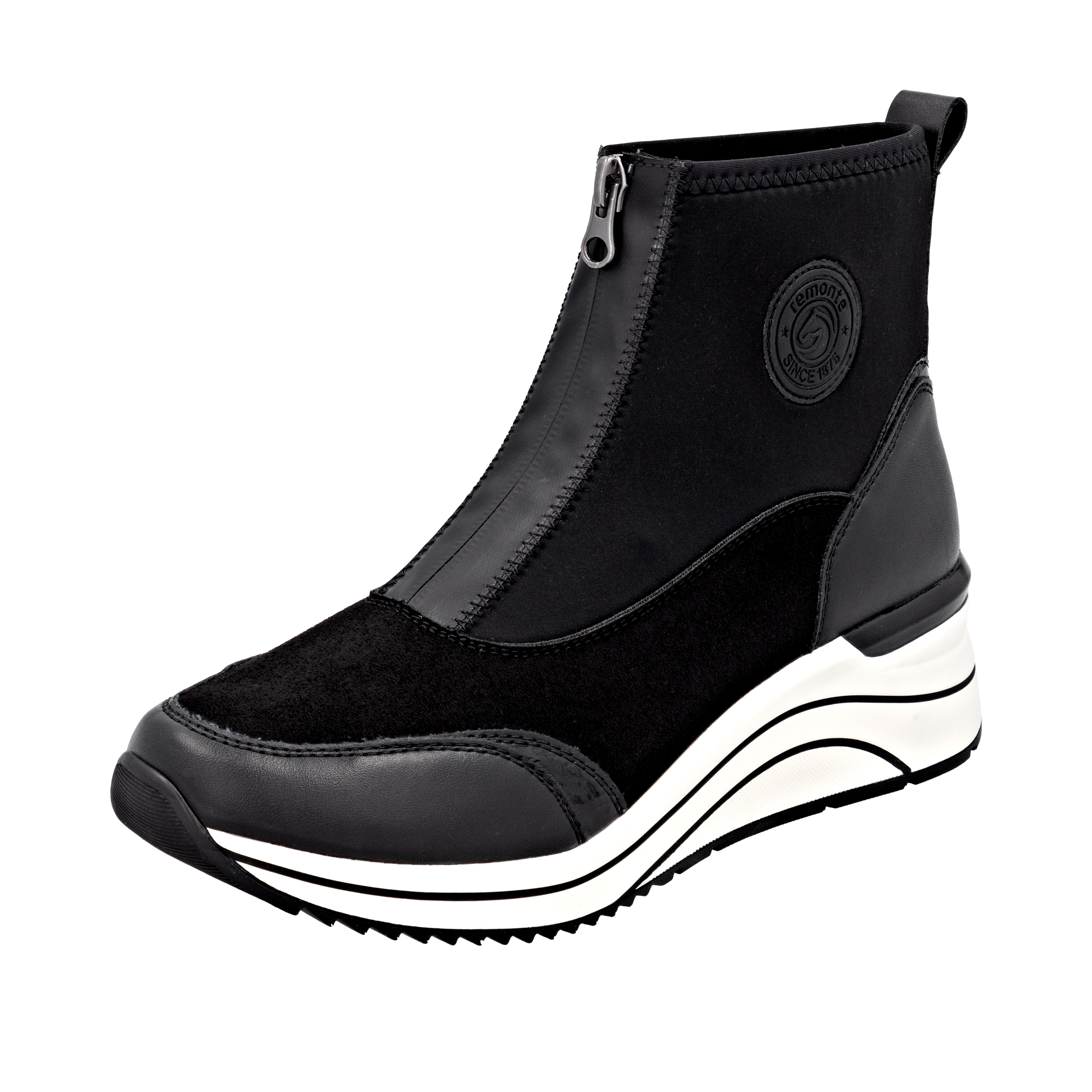 Keilsneaker REMONTE, Damen, Gr. 36, schwarz, Lacklederimitat, Lederimitat, Textil, unifarben, Schuhe, Casual-Boots, Stiefelette, Plateauboots mit Lite´n Soft Ausstattung