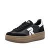 Plateausneaker RIEKER SPORT "Swing2GO", Damen, Gr. 38, silber (schwarz, silberfarben), Glattleder, Veloursleder, sportlich, Schuhe, Retro-Sneaker, Schnürschuh, Halbschuh mit trendiger Plateausohle