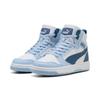 Sneaker PUMA "REBOUND V6 MID JR", Kinder, Gr. 39, puma weiß, schwarz indigo, haute tropic, mehrfarbig, sportlich, Schuhe