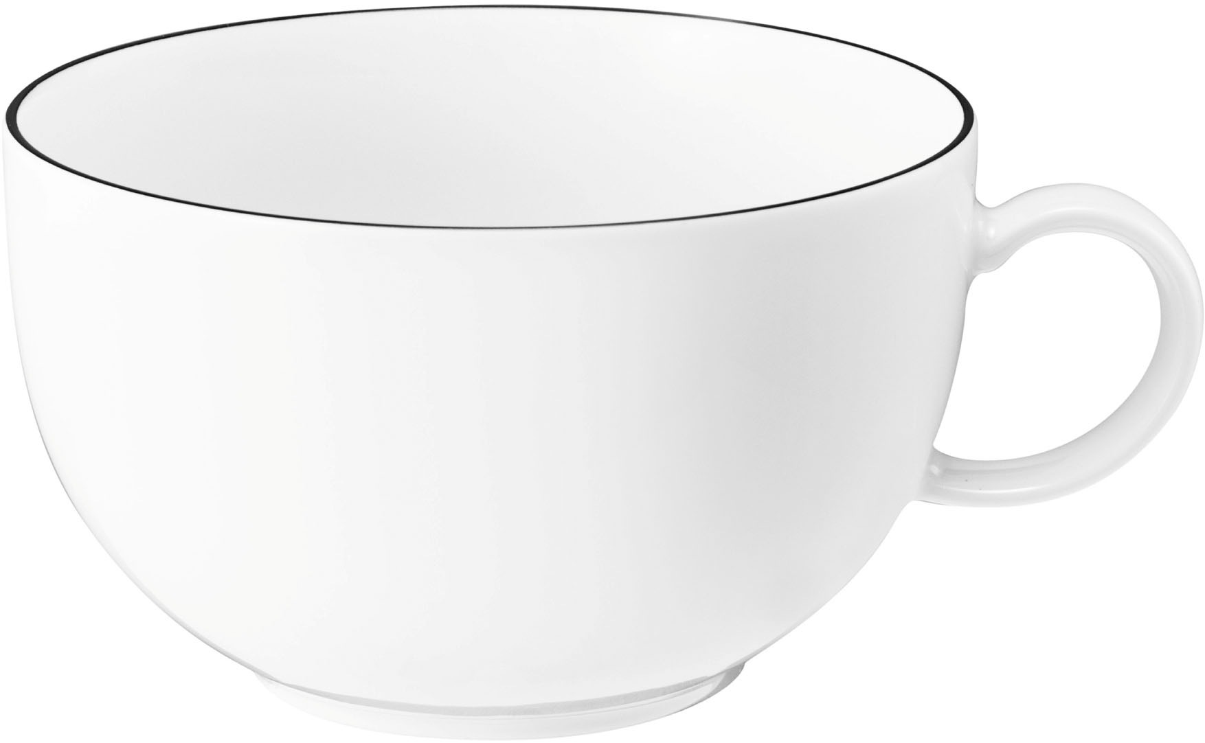 Tasse SELTMANN WEIDEN "Lido Black Line", schwarz-weiß (weiß, schwarz), H:6,4cm Ø:10,5cm, Porzellan, Trinkgefäße, Tasse, Milchkaffeeobertasse 0,35 l Image