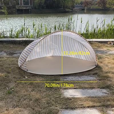 2-Person Quick Setup Beach Tent Sun Shelter - Portable No Assembly Required Striped Beige White Canopy All-Season Outdoor Shade for Camping Picnics Holidays Beach Tents for Camping Picnic Essen