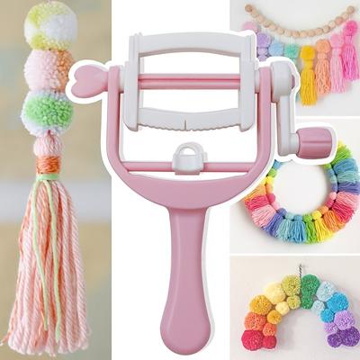 Pink Mini Tassel Maker Handheld Pom Pom Weaving Tool Tassel Crafting Machine for DIY Jewelry and Home Decor Easy to Use