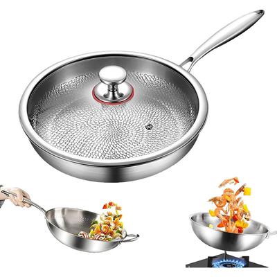Titanium Hammered Pan Pro With Lid Multifunctional Ultra-Durable Scratch-Resistant Non Stick Frying Pans for Kitchen Cooking