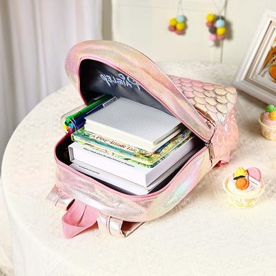 Personalized Mermaid Backpack for Girls with Custom Name and Color Back to School Gift for Kids Multi-Compartment Kids School Bag for Books Water Bottles and Stationery