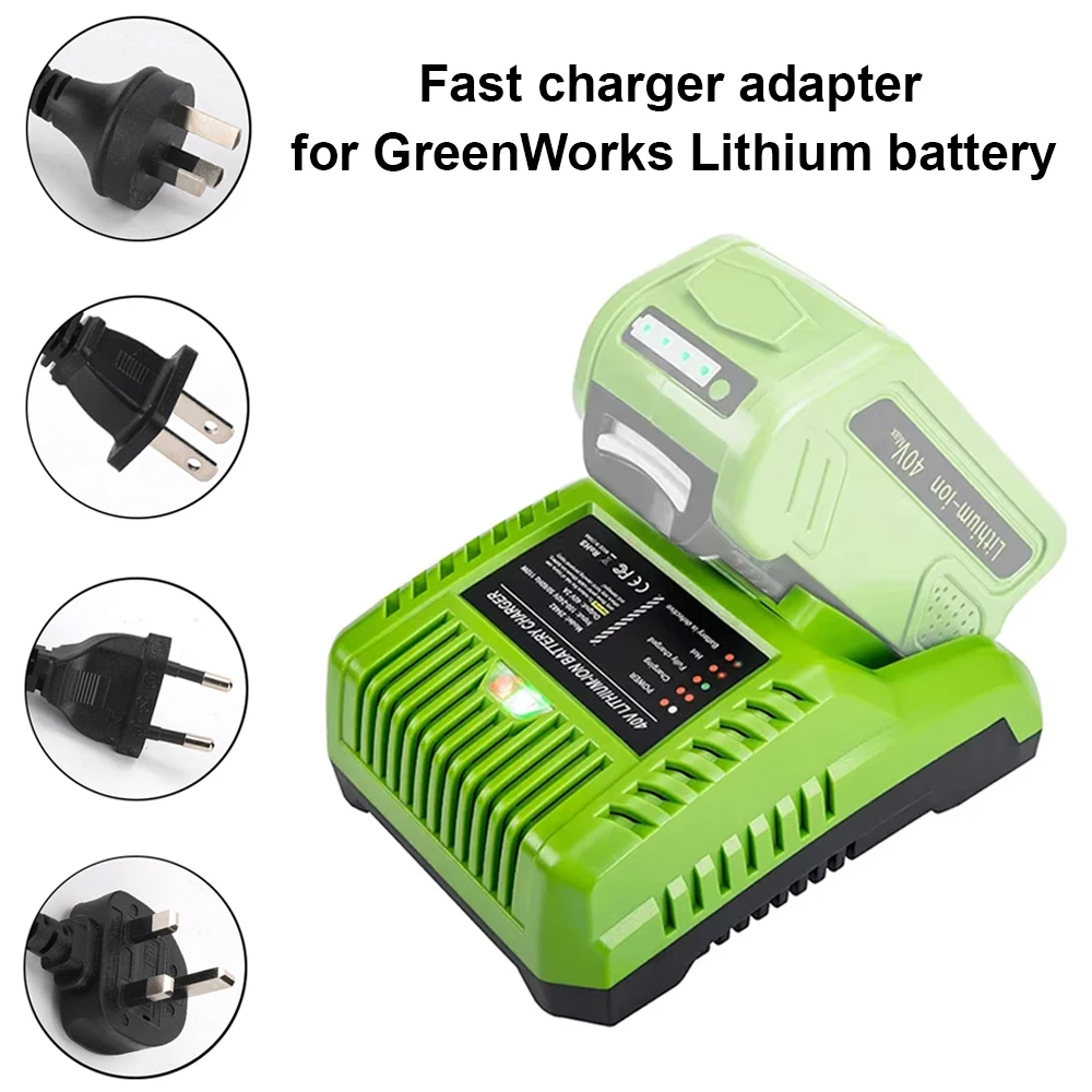 Tragbares Schnellladegerät mit LED-Anzeige GLB-40V für Greenworks 40 V Lithium-Akku 29472 29727 G40B4 G40B6 GWT40VS2 Image