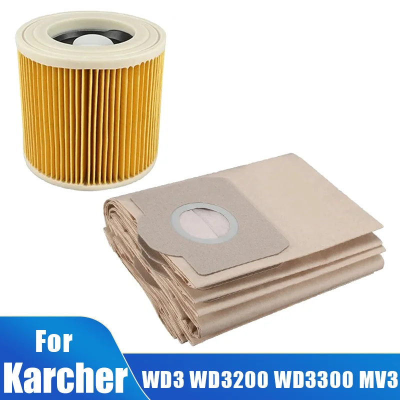 Für Karcher WD3 Premium WD3200 WD3300 MV3 A2004 A2054 Staubsauger Ersatzteile, Staubbeutel Hepa Filter Ersatzteile Image