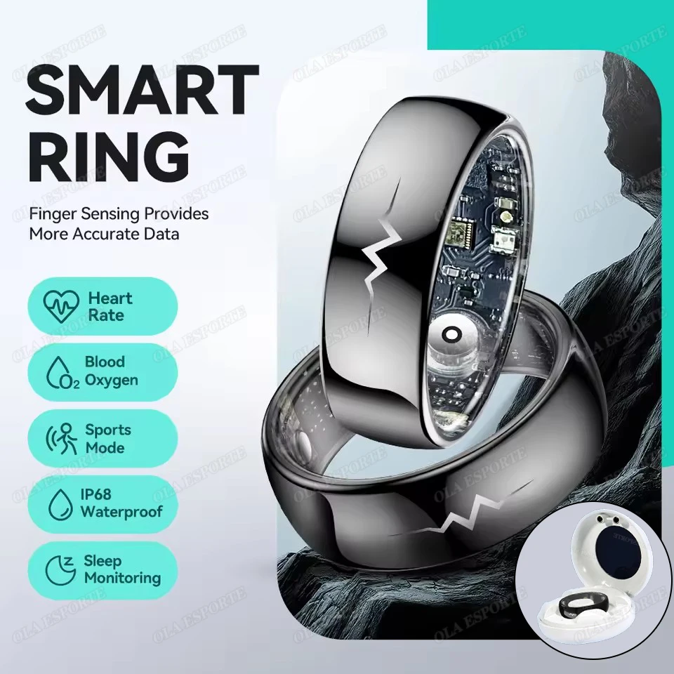 Neuer EKG-Monitor Smart Ring 2025, Herzfrequenz, Blut, Sauerstoff, Gesundheitsüberwachung, Multi-Sport-Modus, Temperatur, 3 ATM, wasserdichter Smartring Image