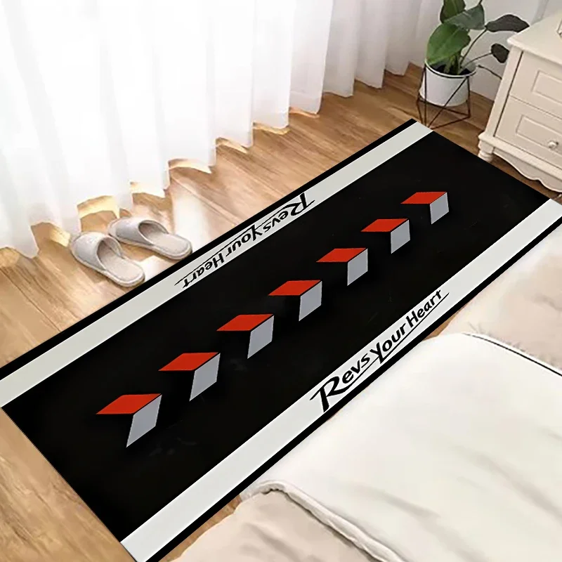 VIKAMA Cool Racing Car Long Rug Anti-Rutsch-Rauschunterdrückung Heimdekoration Motorrad Display Mat Garage Bodenmatte Nachttischteppich