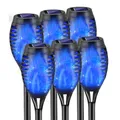 6 PACK 12LED RGB flamme solaire torche lumières lumière scintillante étanche décoration de jardin extérieur pelouse chemin cour Patio lampadaires