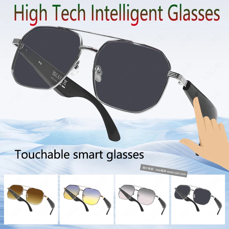 AI Smart Glasses 100+ Online-Sprache AI Automatische Dialogübersetzung Bluetooth-Brille mit Lautsprecher Sport UV-Schutz Image
