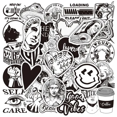 10/30/50 Stück Cool Black White INS Style Art VSCO Aufkleber Ästhetische Auto Laptop Motorrad Telefon Graffiti Aufkleber Aufkleber Kinderspielzeug Image