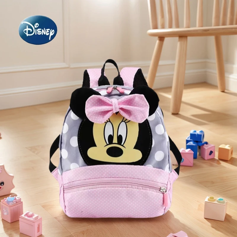 Disney Neuer Rucksack 2025, Minnie-Schultasche für Kinder, Cartoon-Kindergarten-Schultasche, Kawaii-Rosa-Rucksack als Geschenk für Kinder