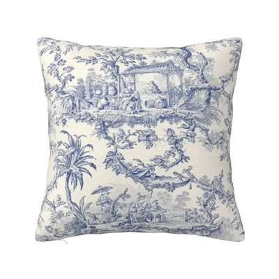 Benutzerdefinierte Toile De Jouy Muster Quadratischer Kissenbezug Home Dekorativer 3D-doppelseitiger Druck Kissenbezug mit französischem Motiv für das Auto Image