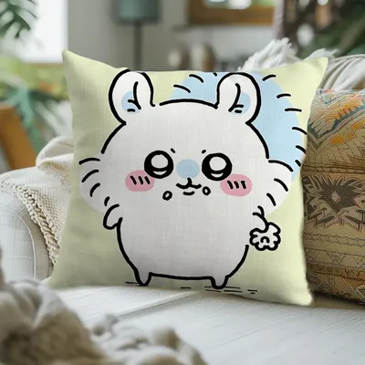 Niedlicher Chiikawa-Kissenbezug mit Cartoon-Motiv, einseitig, kurzer Plüsch-Sofa-Kissenbezug, geeignet für die Wohnzimmerdekoration Image