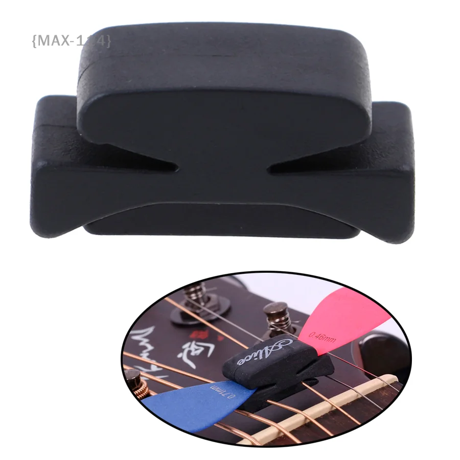 {MAX-114} 1 Stück süßes Gitarrenzubehör, schwarzer Gitarrenplektrumhalter aus Gummi, Fix auf der Kopfplatte, Gitarrenpaddel-Set Image