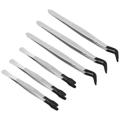 6 StüCk Gummispitze Pinzette pvc Silikon PräZisionspinzette Labor Industrie Hobby Werkzeug (Schwarz) Image