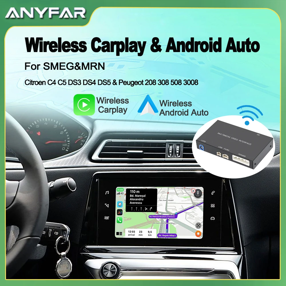 Drahtloser Carplay-Adapter, Android-Automodul für Peugeot Citroen SMEG MRN 208 308 508 3008 & C4 DS3 DS5, unterstützt Rückfahrkamera Image