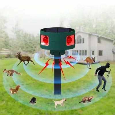 Solar Infrarot Motion Sensor Alarm Detektor Wasserdicht Outdoor Tier Repeller Sicherheit Alarm 129dB Hund Bellen Schüsse Sound