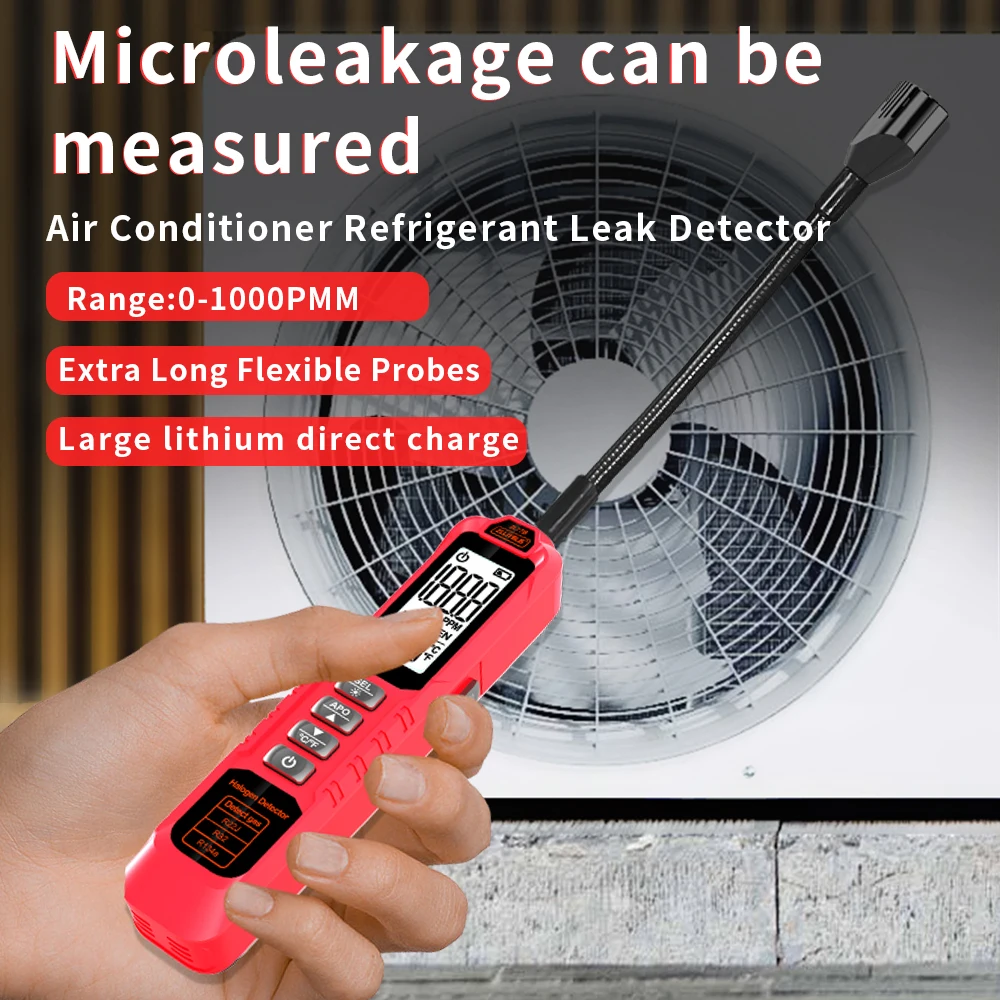 Refrigerant Gas Leak Detector ZL77 0-1000PPM Air Conditioning HVAC Refrigerant Leak Detector CFC HFC HCFC HC HFO Gas Tester