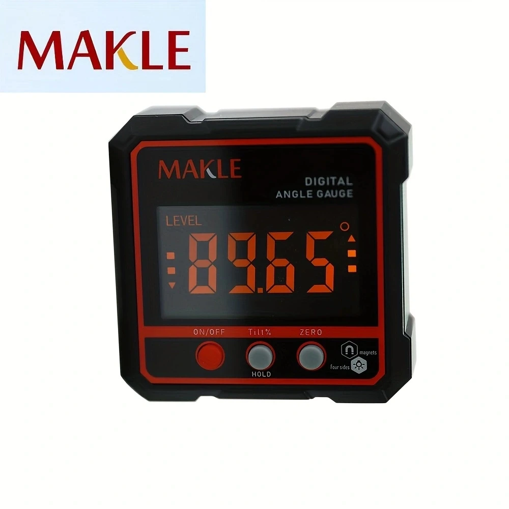 MAKLE 4-seitige Magnete Digitaler Winkelmesser Winkelmesser 2-in-1 Digitaler Wasserwaage Winkelmesser Digitaler Neigungsmesser Image