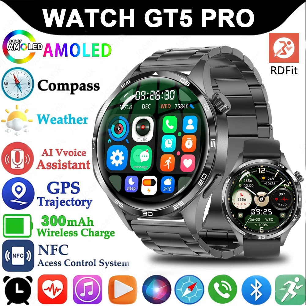 Für Huawei GT5 Pro Smartwatch Männer GPS Outdoor Sport Wasserdichte Uhr Herz Rate Monitor AMOLED Bildschirm Bluetooth Anruf Smartwatch