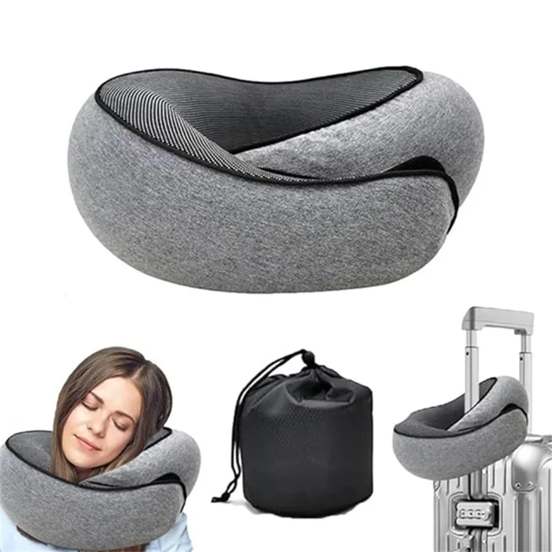 1PC Snail Style Travel Neck Pillow Memory Foam U-shaped Pillow Travel Neck Support Portable Adjustable Noon Break Sleep Pillows Image